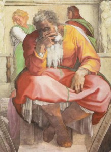 Jeremiah on the Sistine Chapel ceiling, by Michelangelo