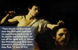 David Holds the Gibbor Goliath