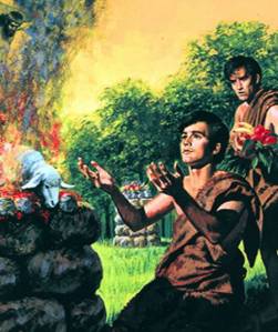 Abel offers blood sacrifice